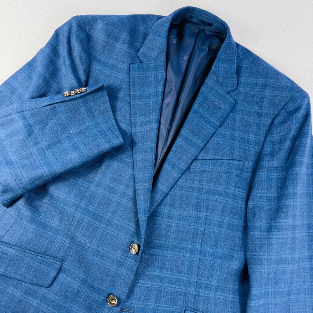 Jos. A.‎ Bank 1905 Tailored Fit Blue Glen Plaid Blazer Sport Coat brrr Comfort